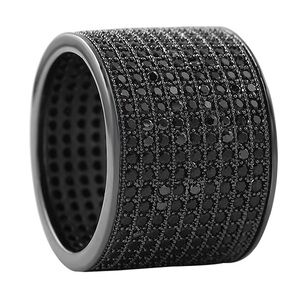 9 Row 360 Eternity Black Bling Bling Ring Cubic Zirconium CZ Size 8